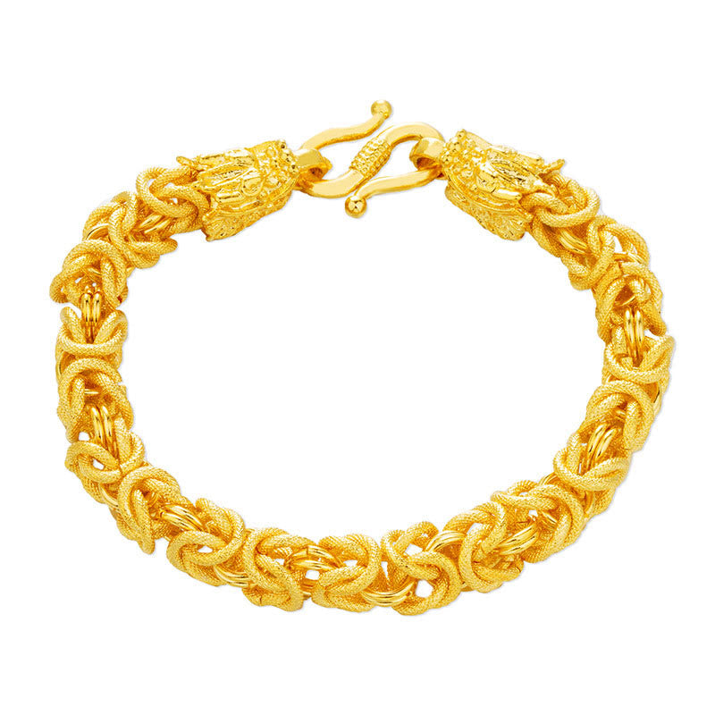 Buddha Stones 24k Gold Plated Double Headed Dragon Protection Bracelet Bracelet BS 7