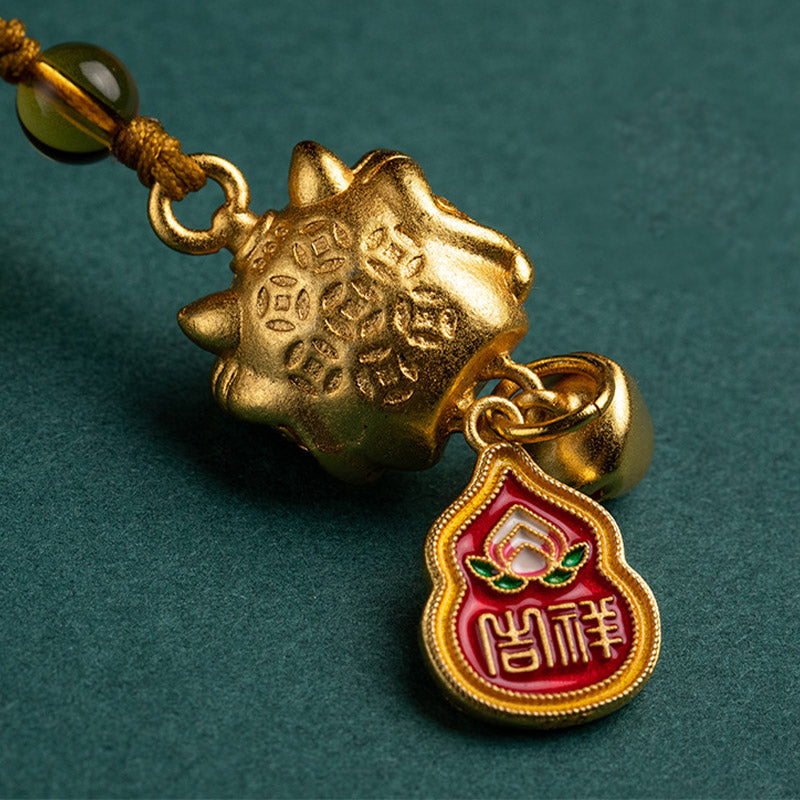 Buddha Stones Dancing Lion Auspicious Ruyi Safe Peace Rich Copper Wealth Phone Hanging Decoration Phone Hanging Decoration BS 5
