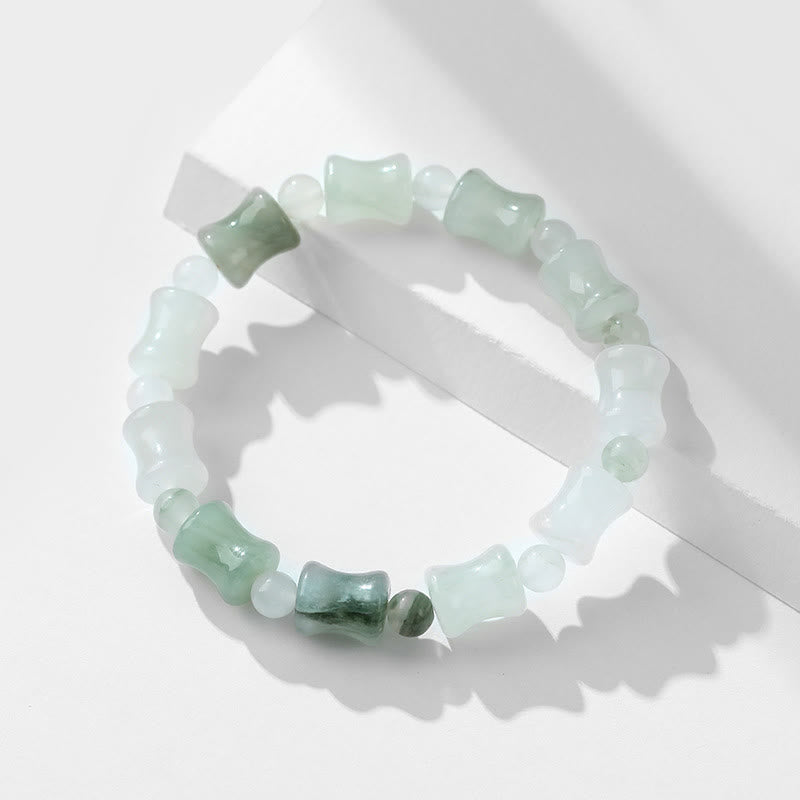 Buddha Stones Jade Coconut Shell Bamboo Pattern Abundance Luck Bracelet Bracelet BS 5
