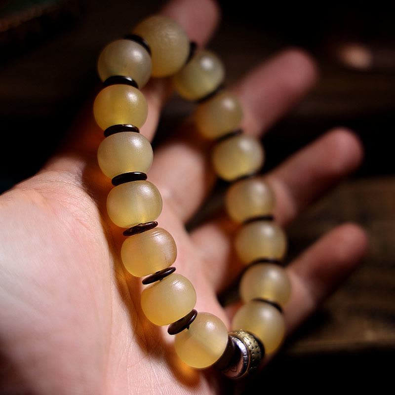 Buddha Stones Handmade Tibetan Sheep Horn Om Mani Padme Hum Auspiciousness Bracelet Bracelet BS 1