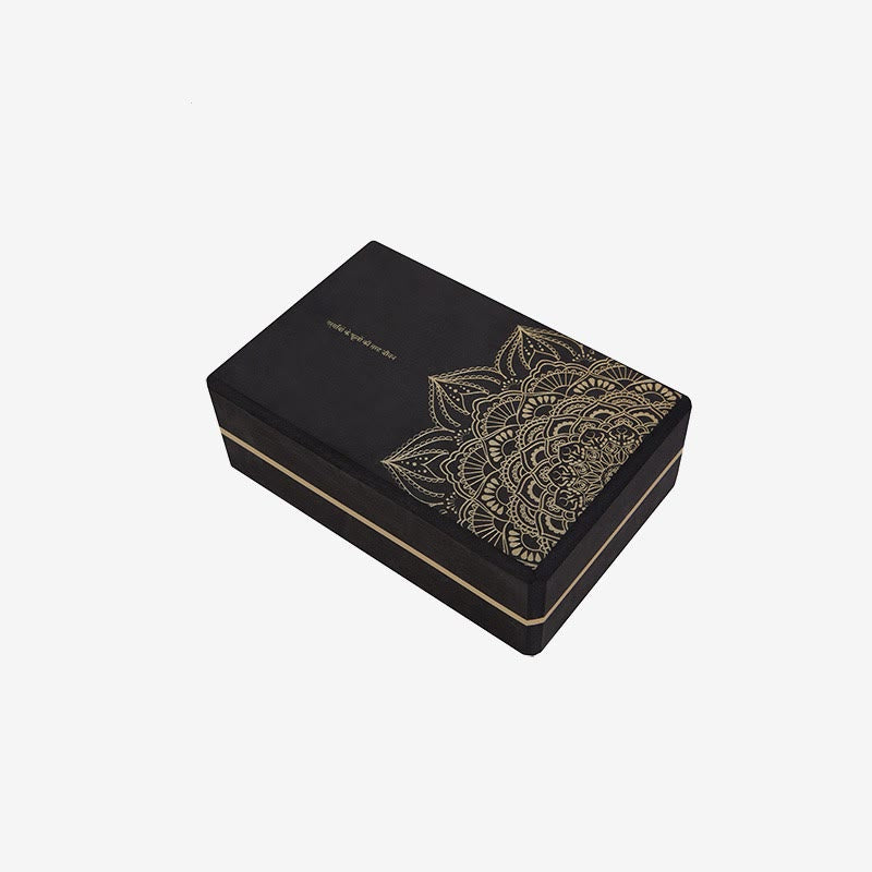 Buddha Stones Tibetan Mandala Mindful Soft Non-Slip Foam Yoga Block Yoga Block buddhastoneshop Black Mandala