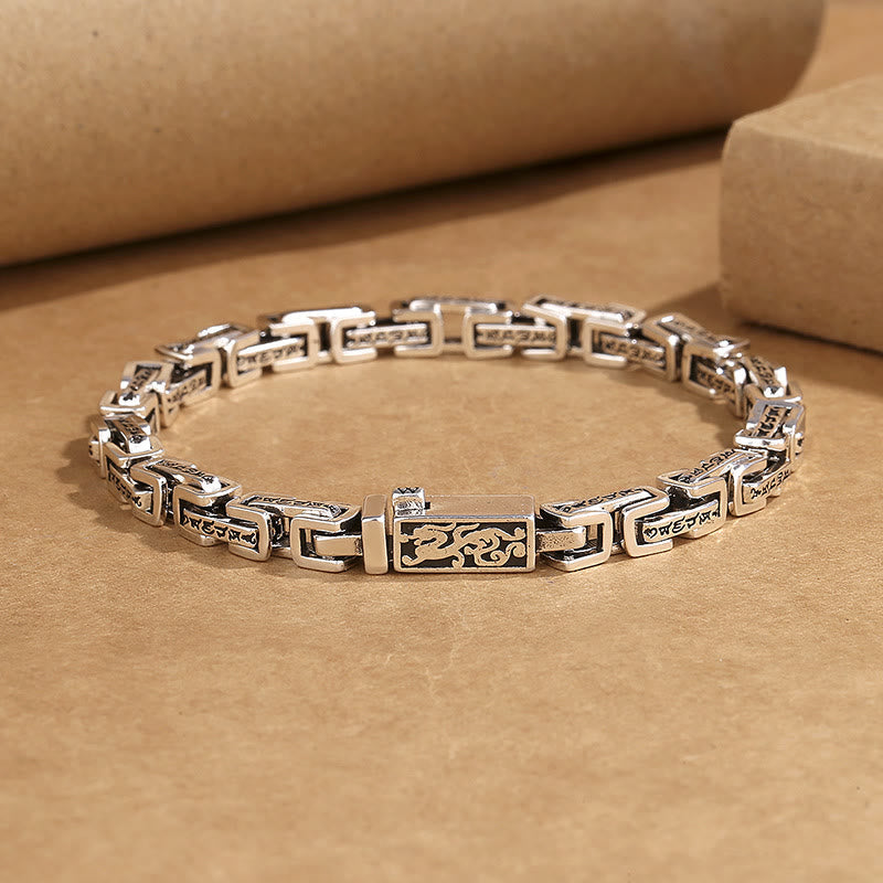 Buddha Stones Dragon Om Mani Padme Hum Engraved Copper Luck Success Bracelet Bracelet BS 22cm