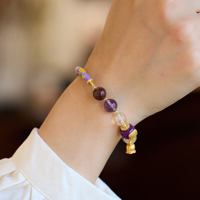 Buddha Stones Purple Phantom Purple Jade Scripture Citrine Love Wisdom Bracelet Bangle Bracelet Bangle BS 4