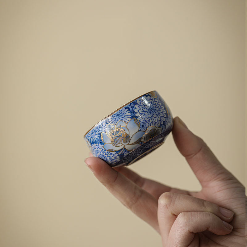 Buddha Stones Lotus Chrysanthemum Plum Blossom Flower Teacup Kung Fu Tea Cup Teapot Cup BS 6