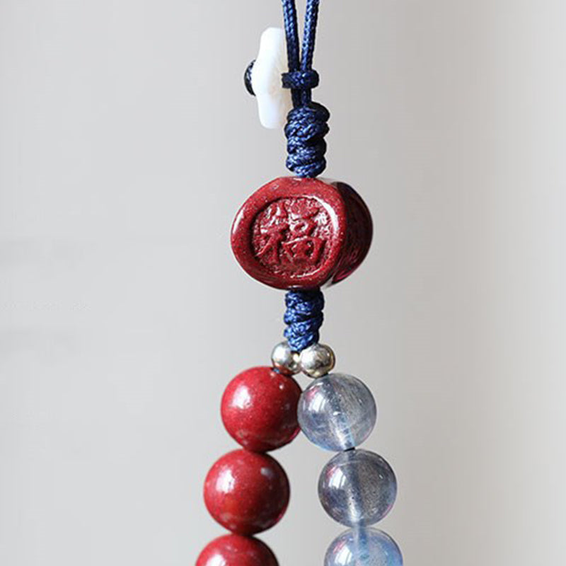 Buddha Stones Natural Moonstone Cinnabar Calm Positive Phone Decoration Decorations BS 9