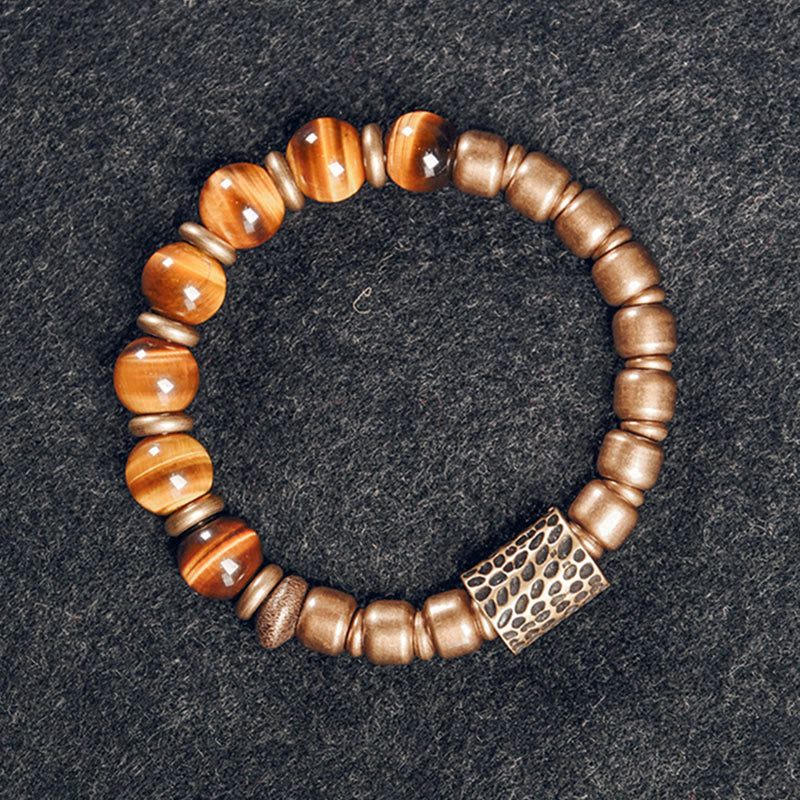 Buddha Stones Tiger Eye Stone Copper Protection Bracelet Bracelet BS 4
