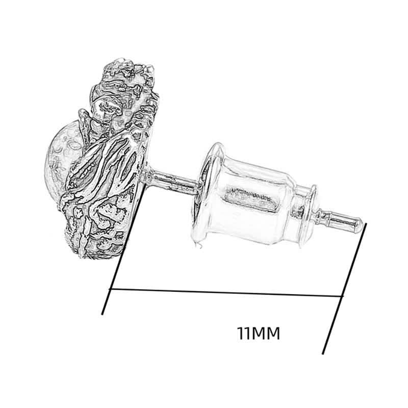 Buddha Stones 925 Sterling Silver Natural Amber Dragon Success Protection Stud Earring Earrings BS 11