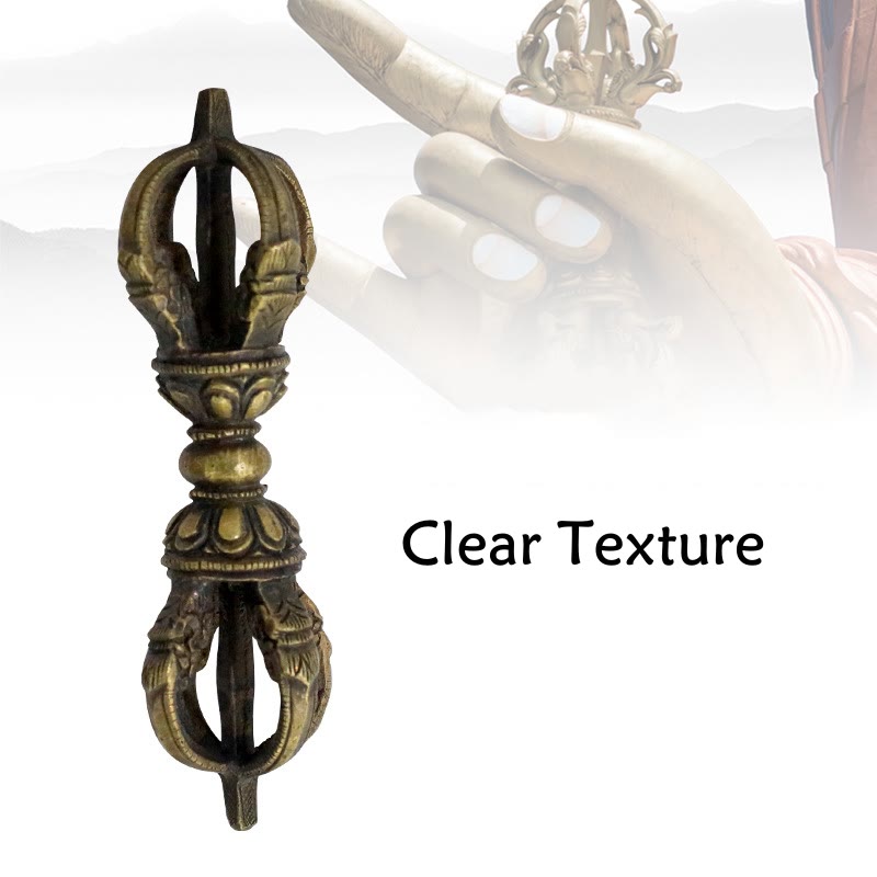 Buddha Stones Handmade Nepal Five Prong Three Prong Vajra Dorje Strength Copper Decoration Dorje BS 8
