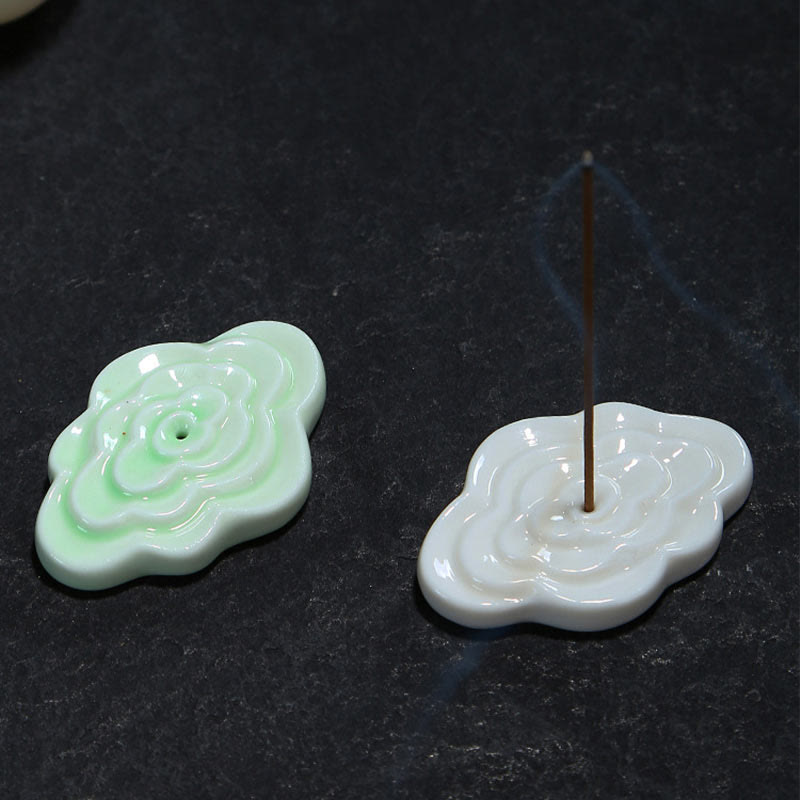 Buddha Stones Mini Auspicious Clouds Design Healing Stick Ceramic Small Incense Burner Decoration Incense Burner BS 12