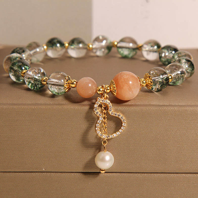 Buddha Stones Green Phantom Gourd Charm Confidence Bracelet 1