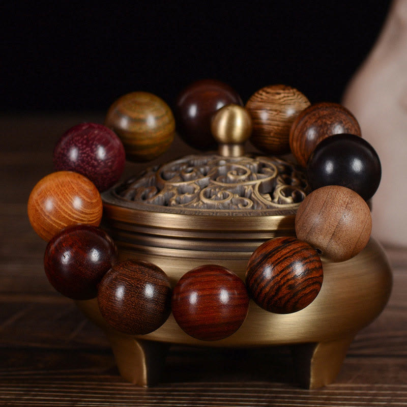 Buddha Stones Multicolored Sandalwood Protection Healing Bracelet Bracelet BS 3