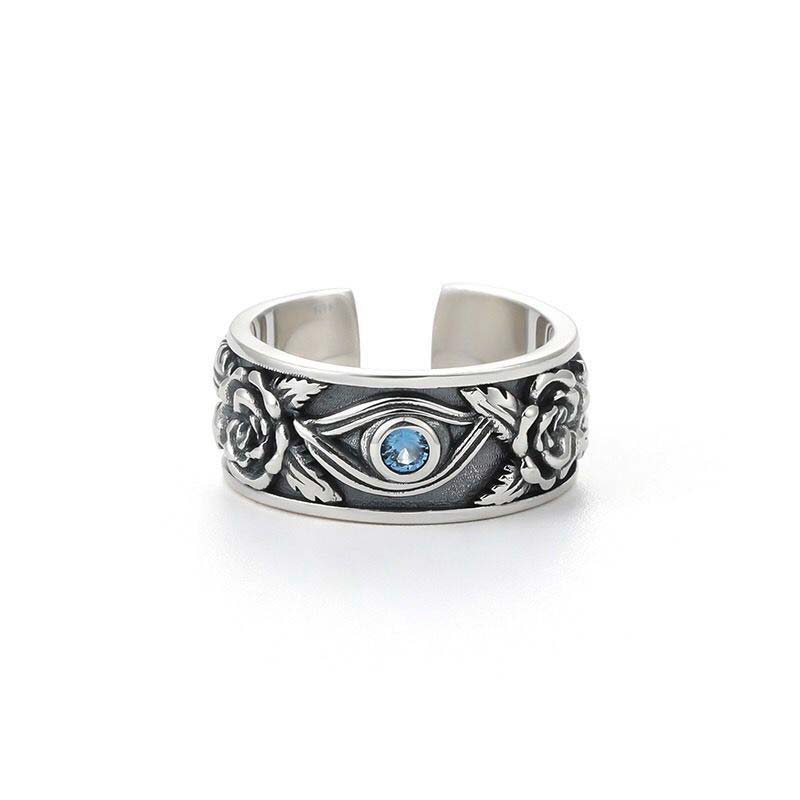 Buddha Stones Eye Of Horus Crystal Protection Adjustable Ring Rings BS 4