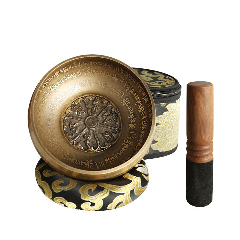 Buddha Stones Tibetan Meditation Sound Bowl Handcrafted for Healing and Mindfulness Singing Bowl Set Singing Bowl buddhastoneshop Black