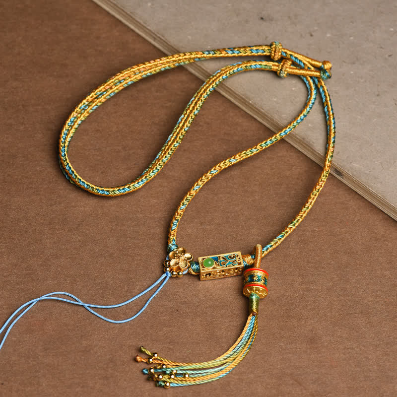 Buddha Stones Colorful String Copper Wealth Necklace Pendant Necklaces & Pendants BS Yellow