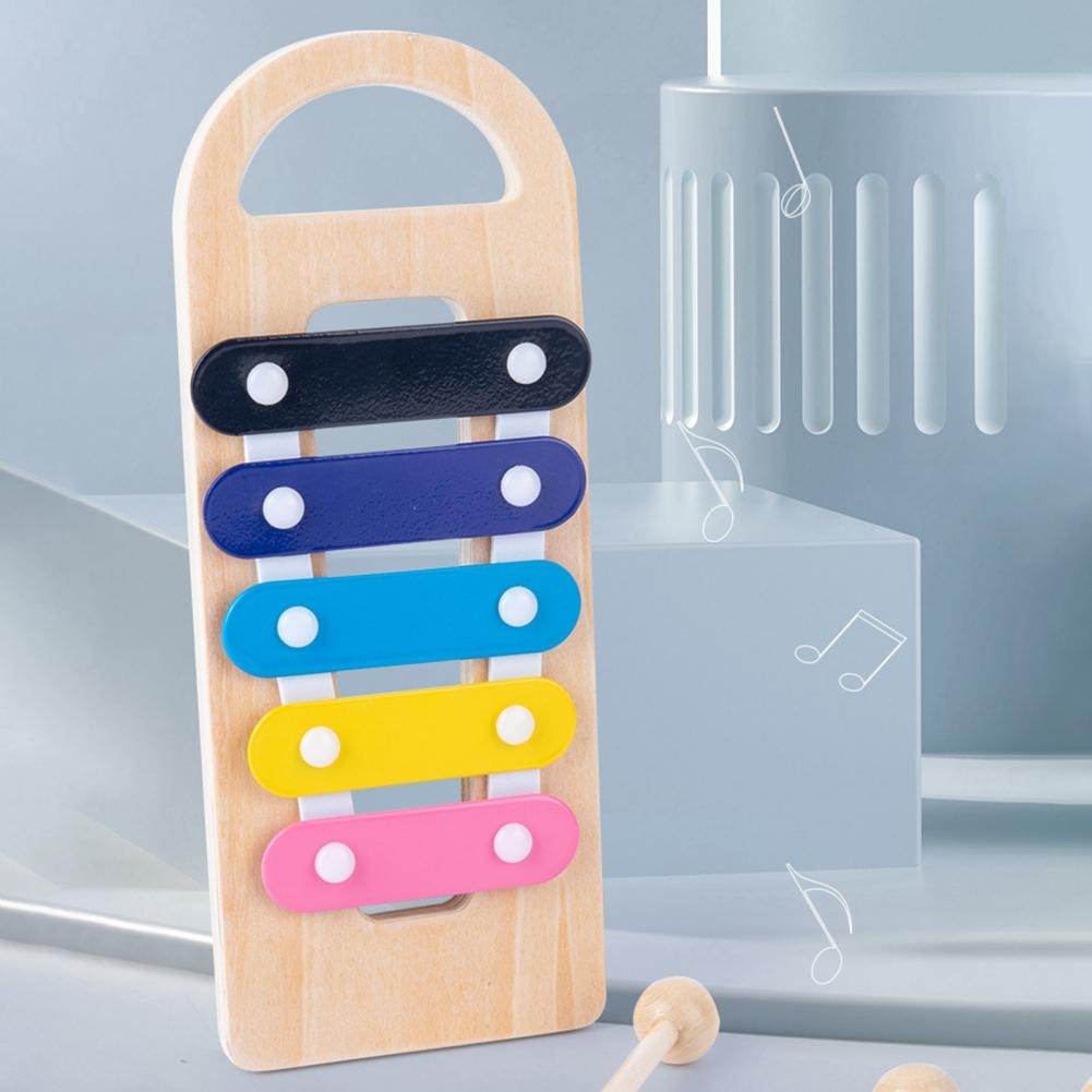 Fidtoy Wooden Tiger Pound Hammering Table with Xylophone, Wooden Hammering Table and Slide-Out Xylophone Music Toy for Fine Motor Skills, Hand-Eye Coordination and Rhythm Play