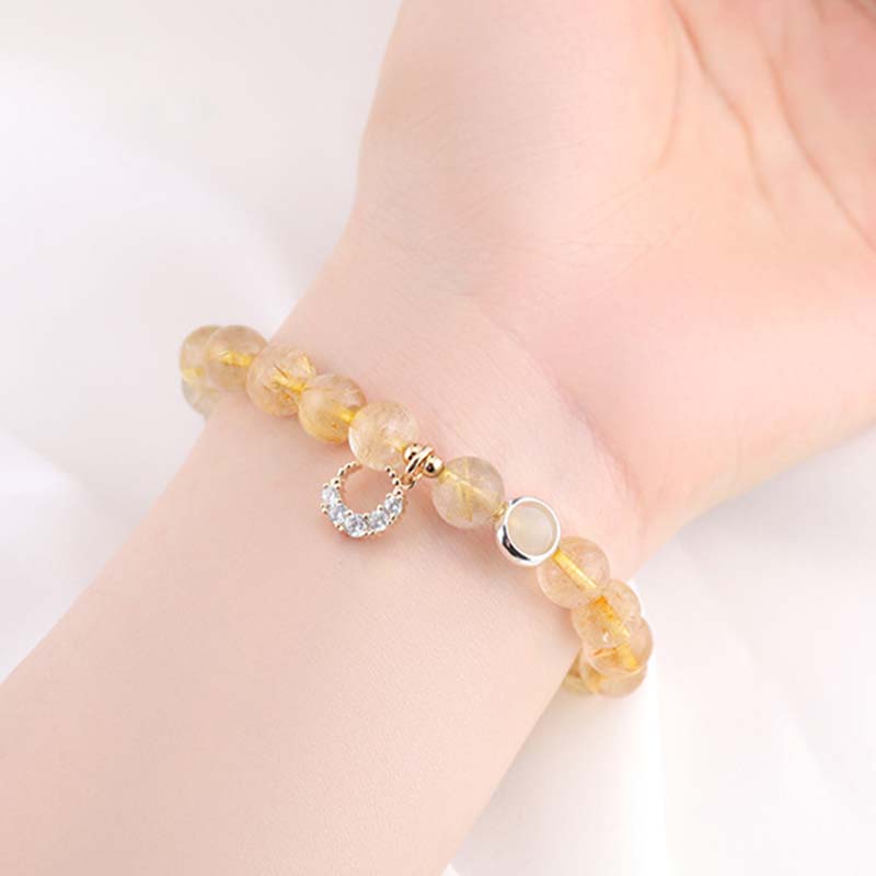 Citrine Luck Protection Moon Charm Bracelet Bracelet BS 4