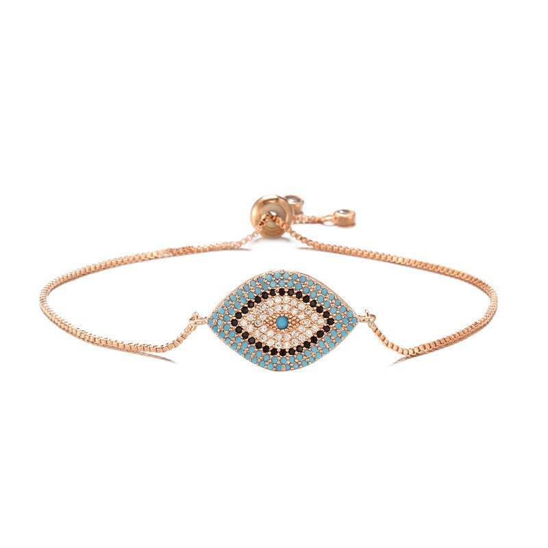 Buddha Stones Evil Eye Protection Healing Bracelet Bracelet BS Rose Gold&Blue
