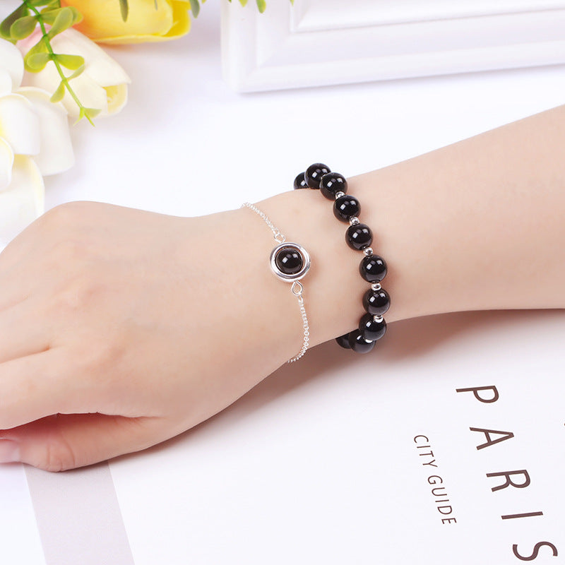 Buddha Stones Sun Stone Strawberry Quartz Crystal Positive Bracelet Bracelet BS Obsidian