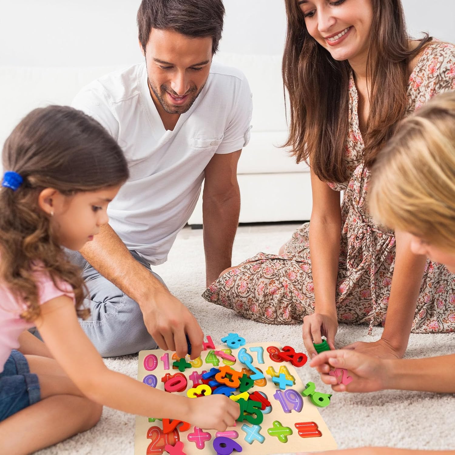 Fidtoy 3D Wooden Number Learning Board 0-20 Montessori Math Puzzle for Toddlers Number Counting Shape Recognition Toy