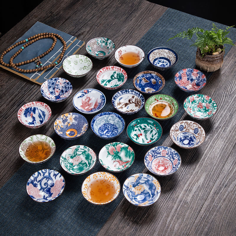 Buddha Stones Flowers Fu Character Mountains Lotus Cherry Blossoms Ceramic Teacup Kung Fu Tea Cup Cup BS main