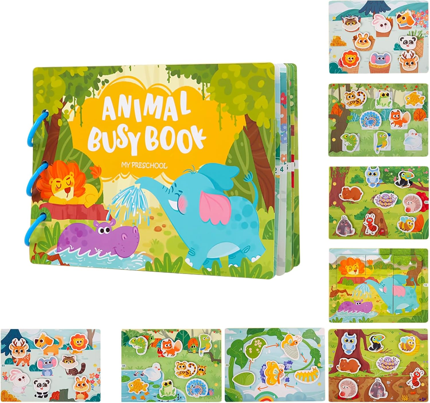 Fidtoy Montessori Quiet Book for Toddlers Reusable Sticker Activity Book Early Learning Toy Travel Quiet Toy Fine Motor Skills Storytelling Toy
