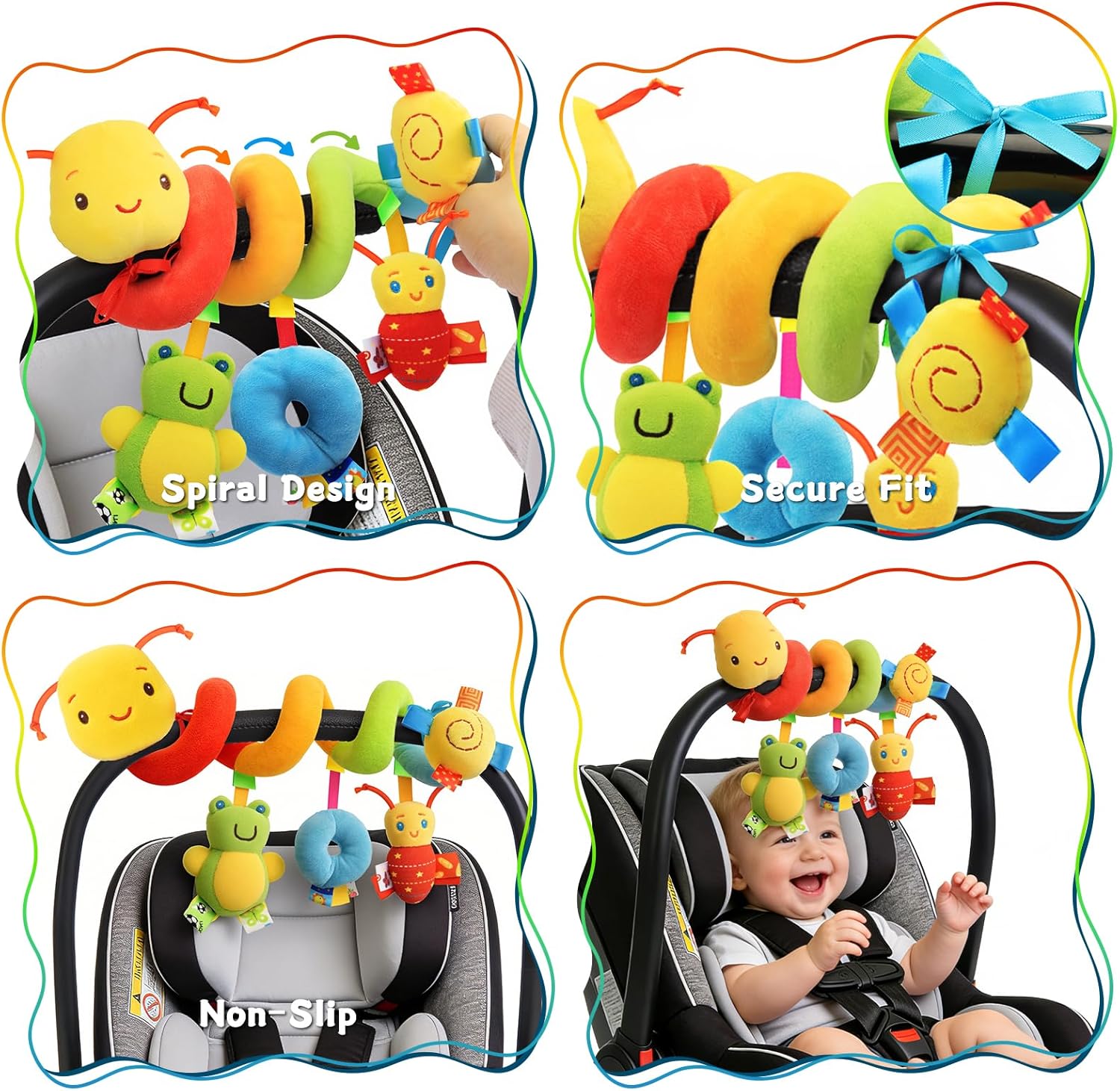 Fidtoy Baby Spiral Stroller Toy – Sensory Plush Hanging Activity for 0-12 Months