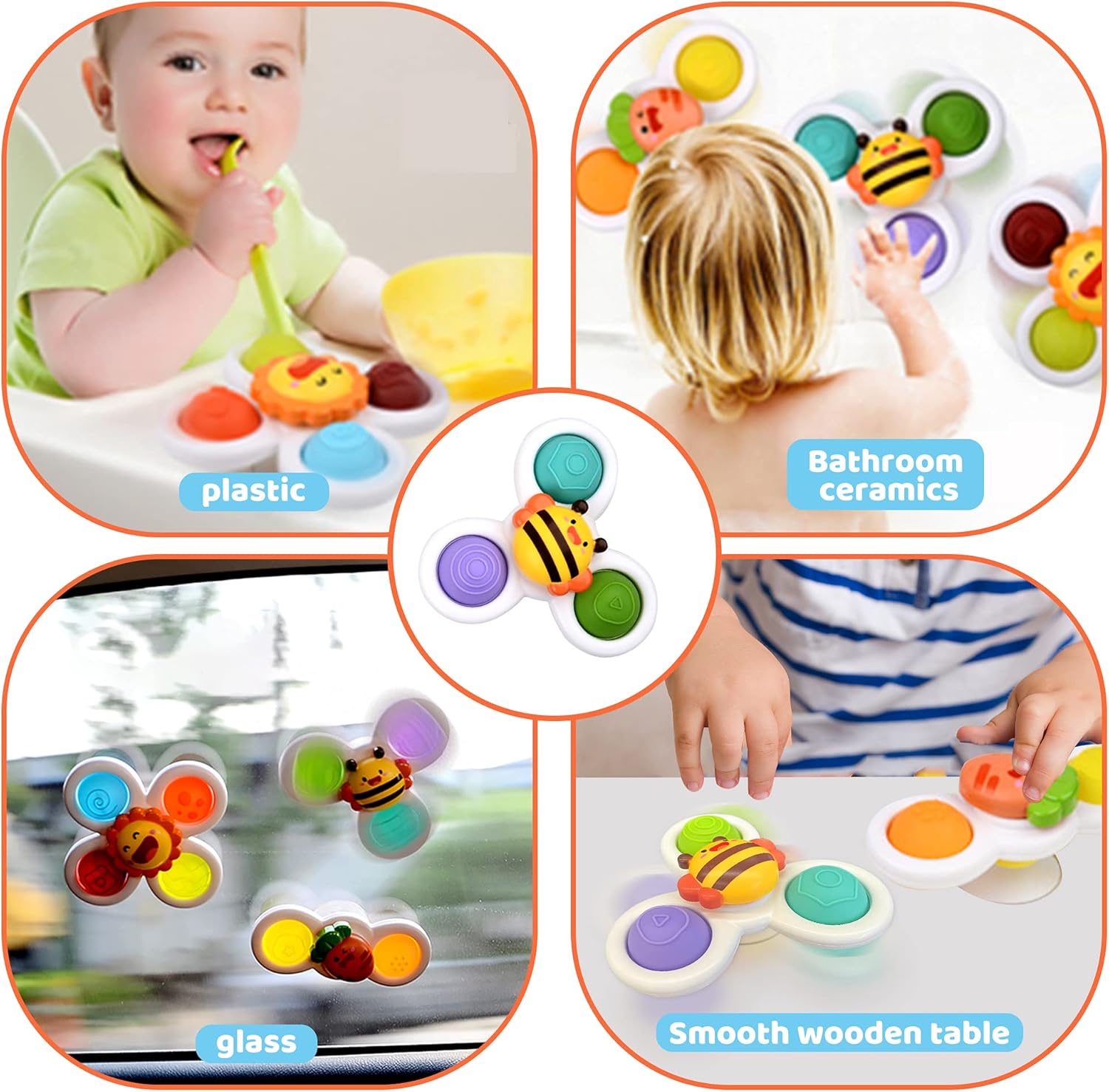 Fidtoy Baby Suction Cup Spinner 3 pieces Toy Pop It Sensory Bath Toy