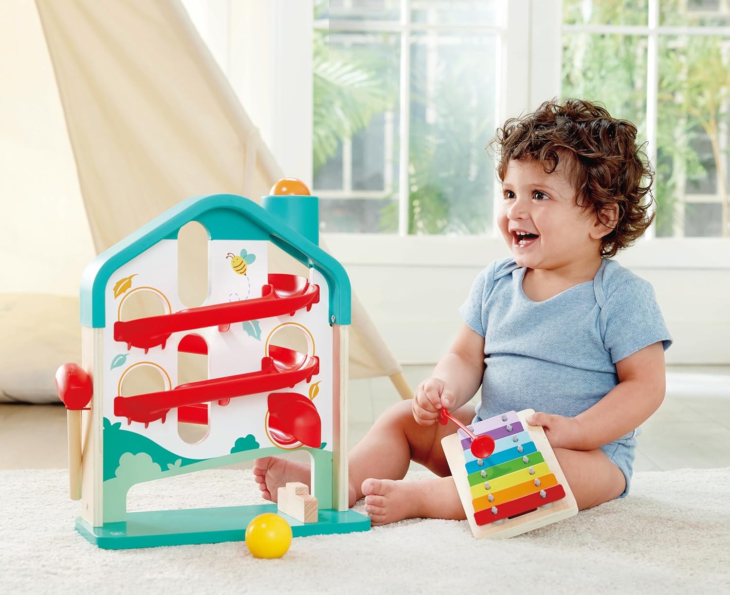 Fidtoy Pista Musical de Bolas con Xilófono para Niños Pequeños Juguete Educativo