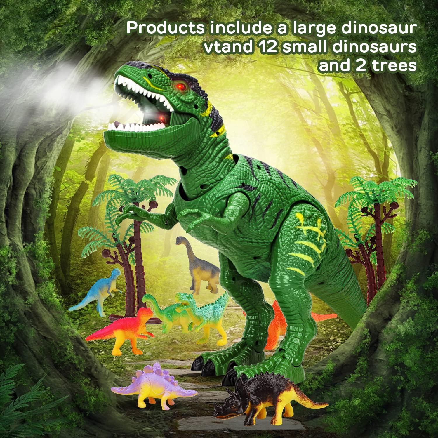 Fidtoy Remote Control T-Rex Dinosaur Toy with Mist Spray for Kids