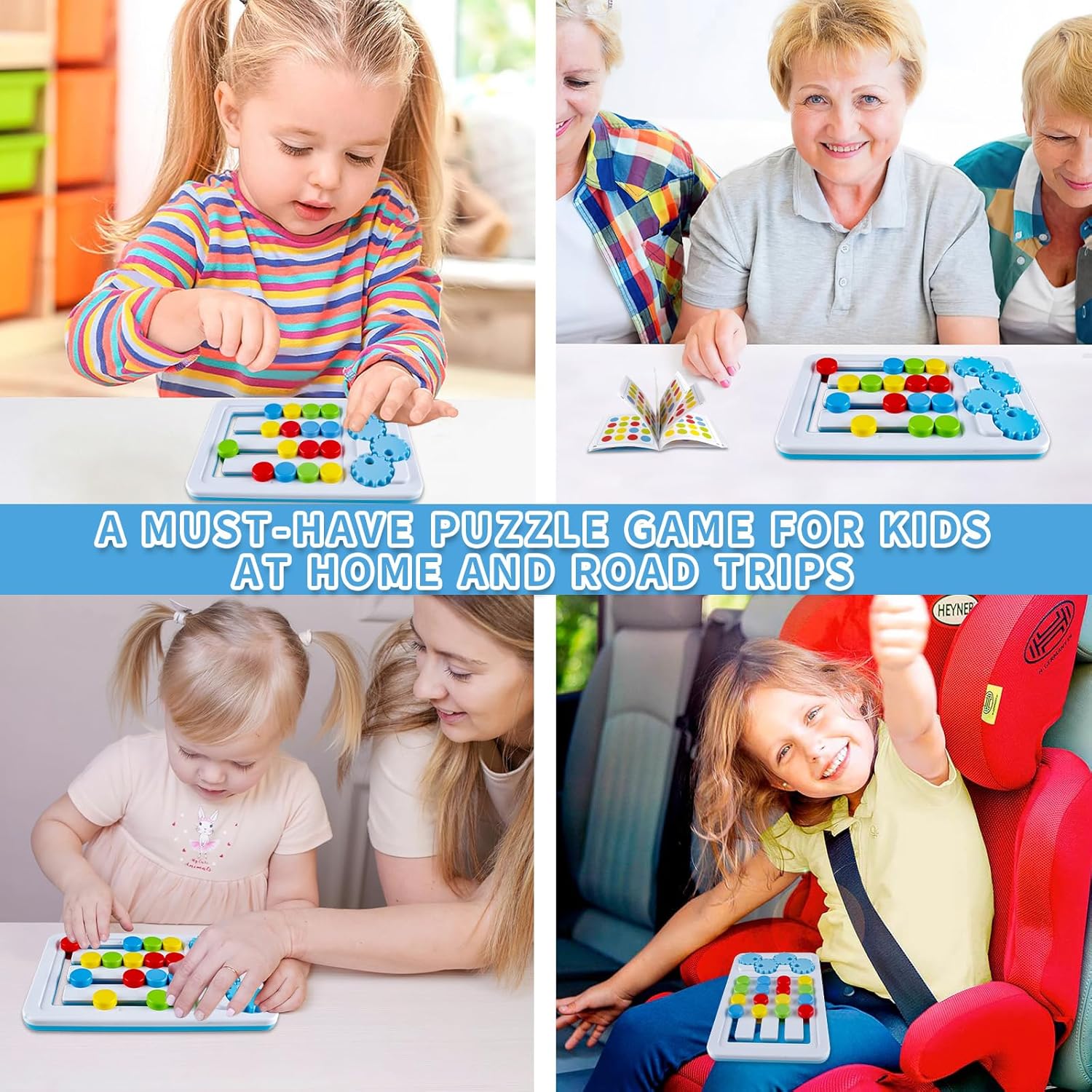 Fidtoy 2in1 Four Color Matching Gear Pattern Logic Game, Plastic Manual Color Matching Gear Puzzle, Spatial Awareness and Numeracy Logic Toy Ages 2-6