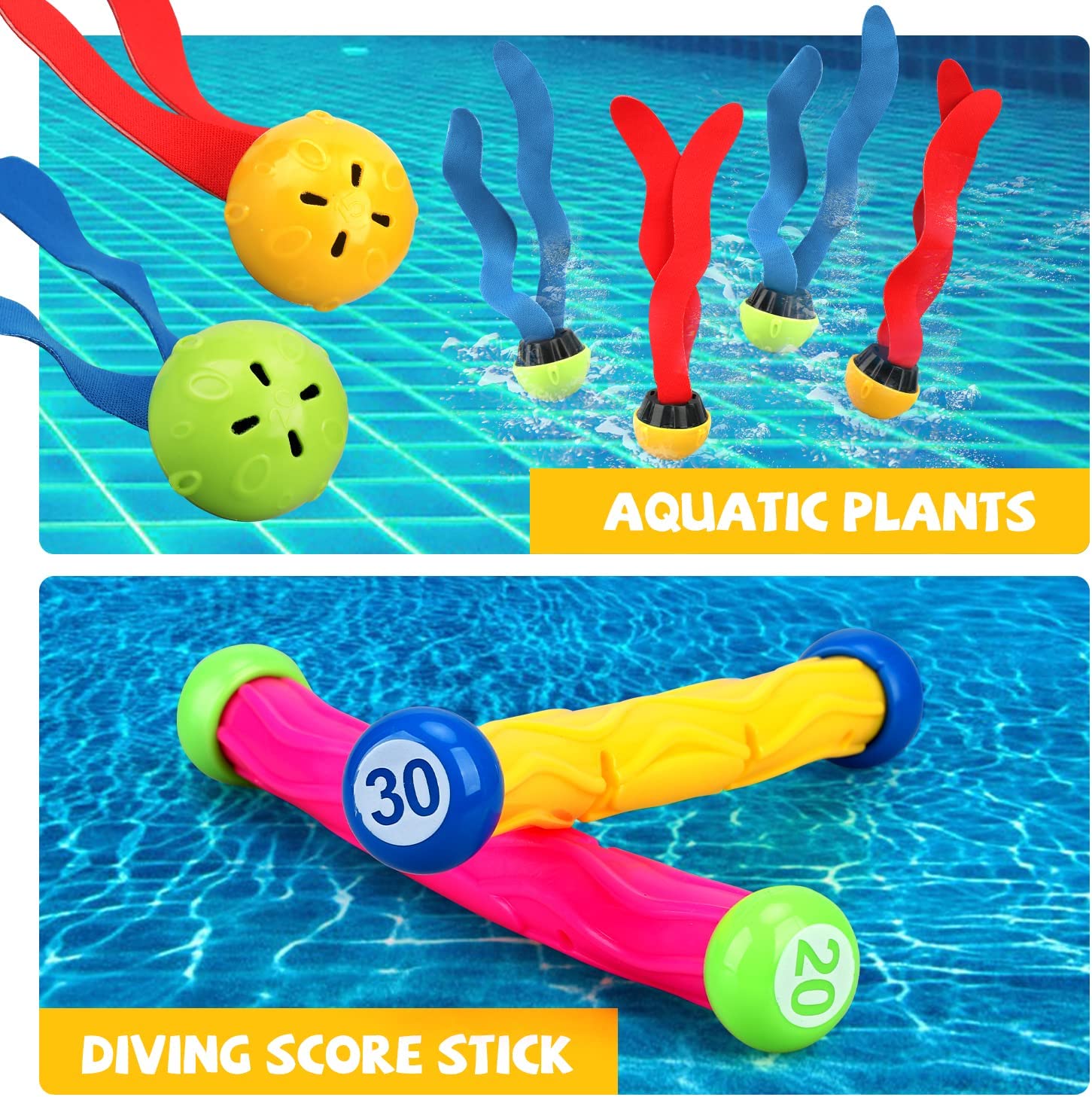 Fidtoy Pool Dive Toy Set for Kids 4-8 Treasure Hunt Game