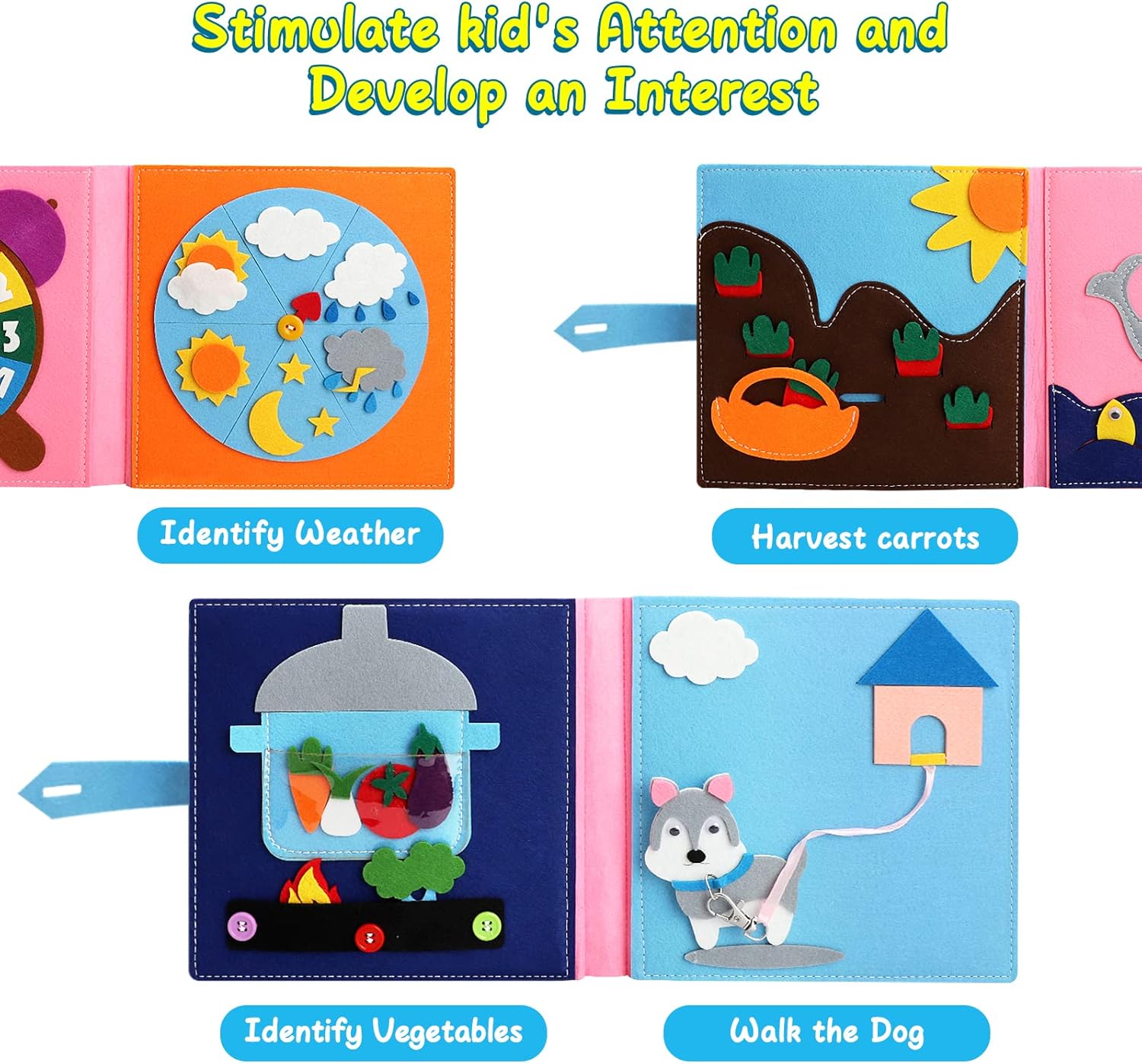 Fidtoy Montessori Busy Book for Toddlers | 12 Activities Quiet Sensory Learning Toy