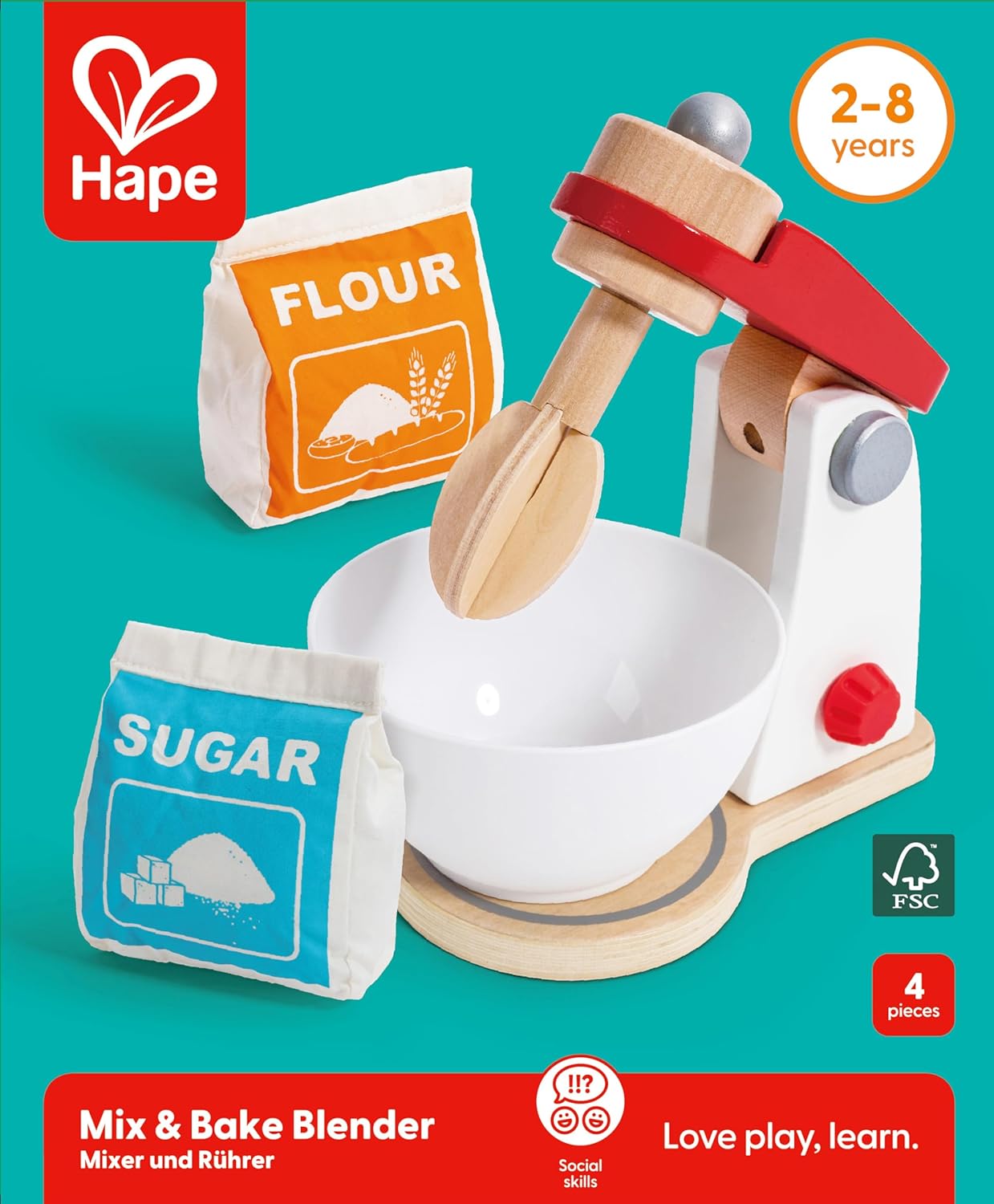 Fidtoy Wooden Kitchen Mixer Toy Pretend Play Baking Set