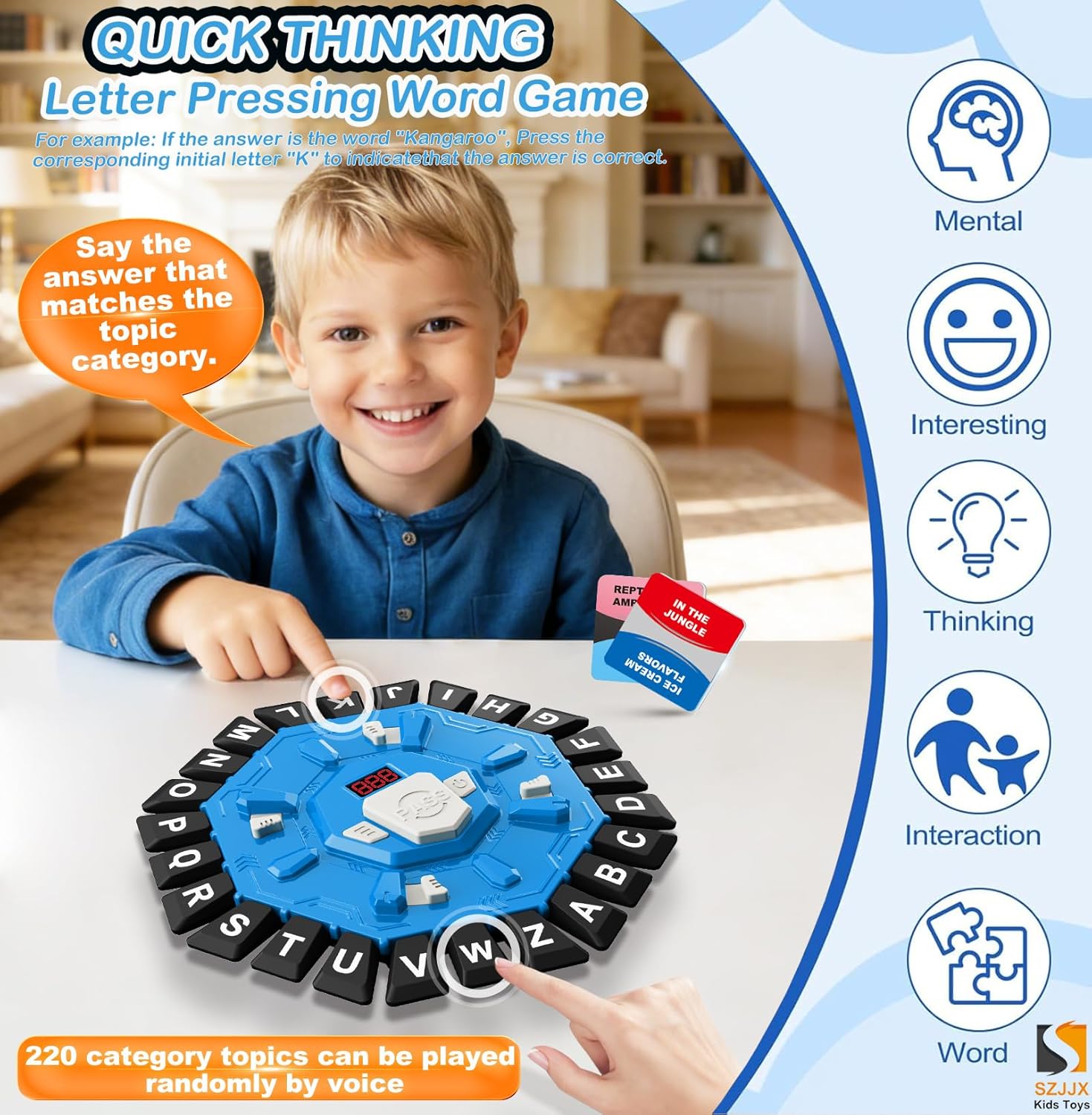 Tablero de ajedrez alfabético con temporizador, juego familiar de desafío de palabras rápido Tapple - 813