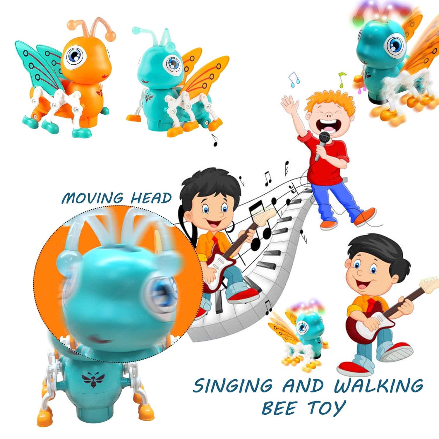 Fidtoy Juguete Musical de Abeja Caminadora con Luces y Rotación de 360
