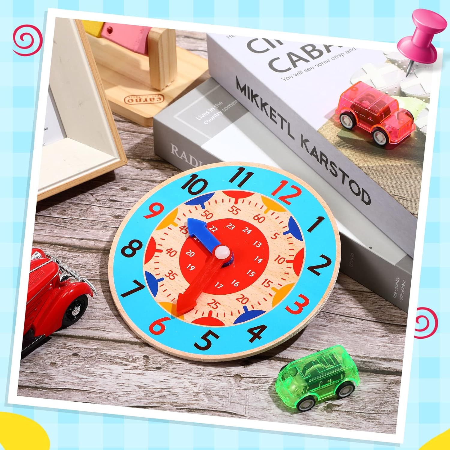 Fidtoy Reloj de Aprendizaje Montessori de Madera – Juguete Educativo para Niños Pequeños sobre el Tiempo y la Independencia
