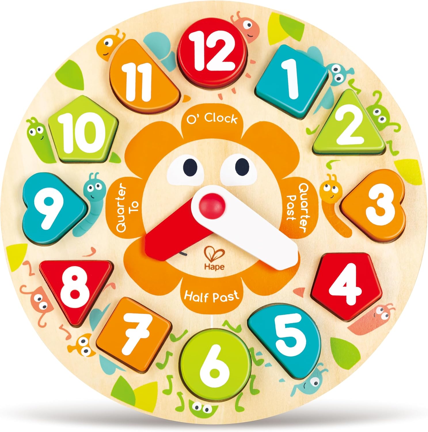 Fidtoy Wooden Clock Puzzle Toy for Kids Time Learning Board