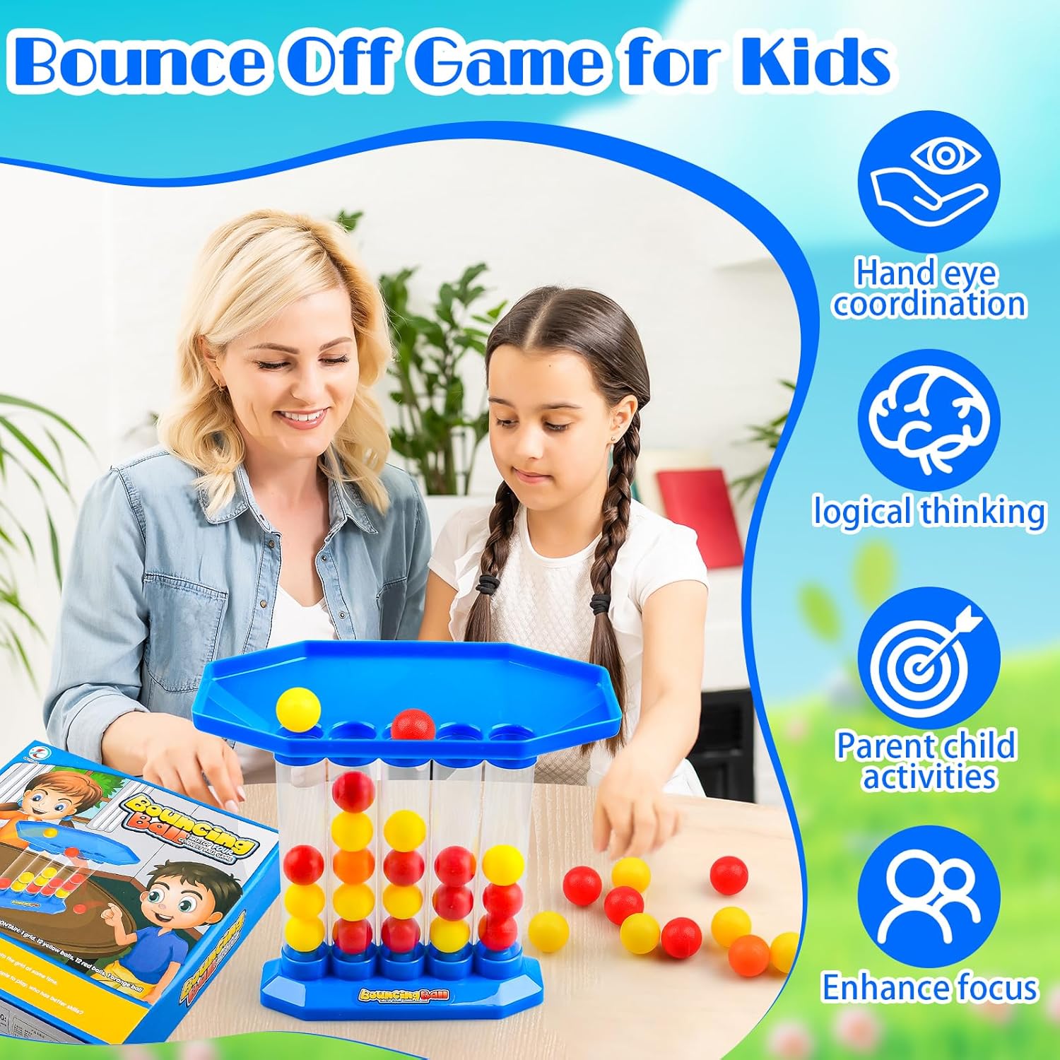 Fidtoy Bounce Ball Table Game for Kids and Family Play