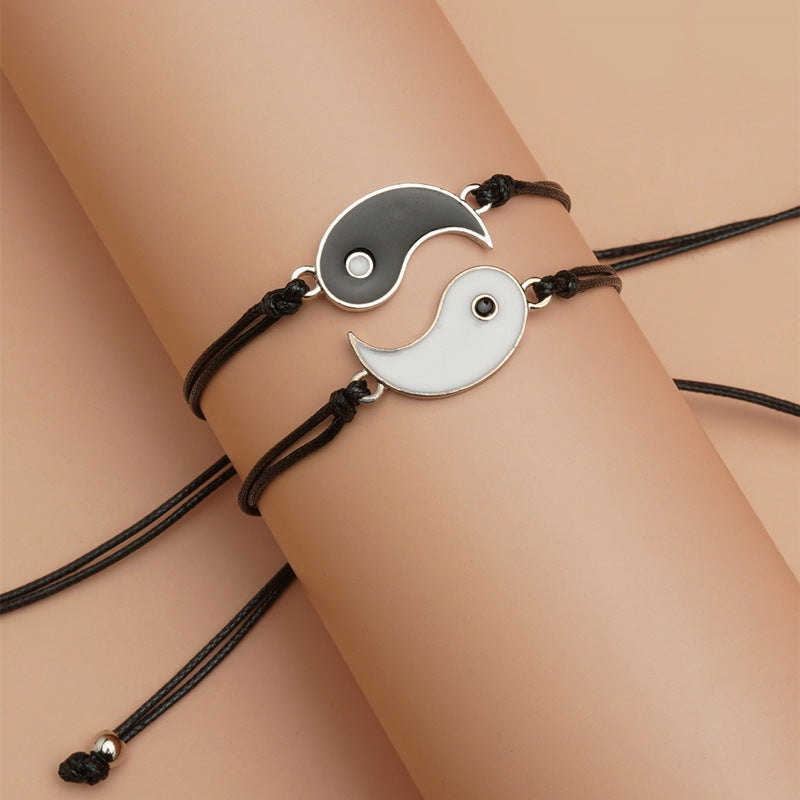 Buddha Stones 2pcs Yin Yang Hematite Couple Bracelet - image 12