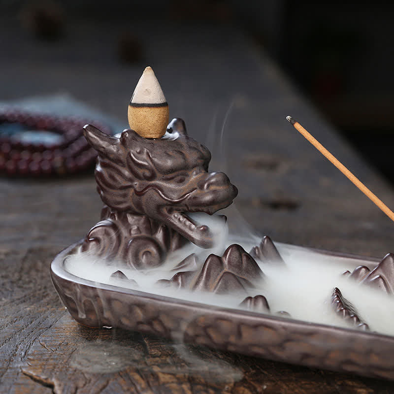 Buddha Stones Dragon Mountain Strength Ceramic Incense Burner Decoration Incense Burner BS 8