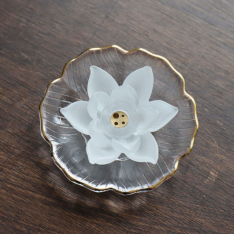 Buddha Stones Mini Lotus Liuli Crystal Healing Meditation Stick Incense Burner Decorations BS 10