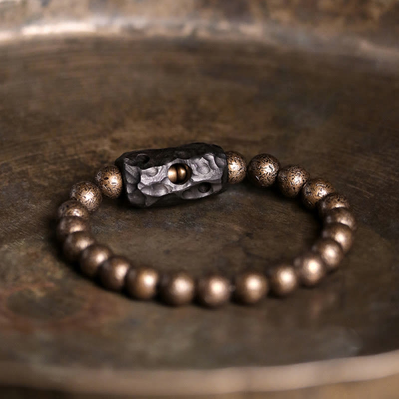 Buddha Stones Tibet Ebony Wood Copper Peace Balance Beaded Bracelet Bracelet BS 6