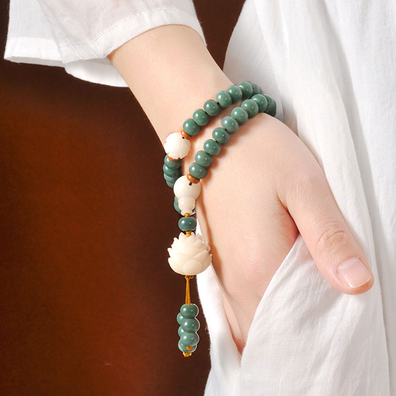 Bracelet de succès en graines de lotus cyan Foviel Bodhi