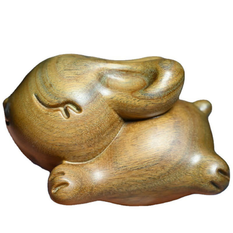 Buddha Stones Green Sandalwood Small Mini Cute Rabbit Bunny Peace Decorations Decorations BS 20