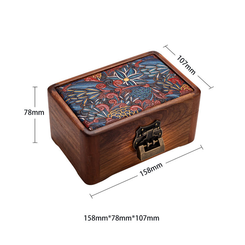 Buddha Stones Retro Handmade Floral Pattern Rosewood Jewelry Storage Box Lockable Wooden Gift Organizer Box Jewelry Storage Box BS 22