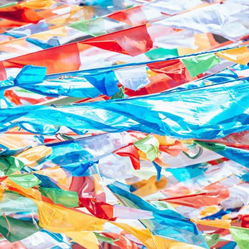 Buddha Stones Tibetan 5 Colors Silk Windhorse Auspicious Outdoor 25 Pcs Prayer Flag TIBETAN PRAYER FLAGS buddhastoneshop 30