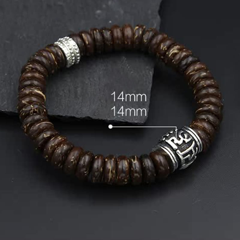 Buddha Stones Natural Tibetan Coconut Shell Om Mani Padme Hum Positive Bracelet Bracelet BS 20