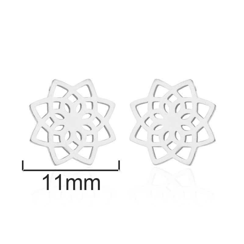 Buddha Stones Tibetan Lotus Pattern New Beginning Stud Earrings Earrings BS 2