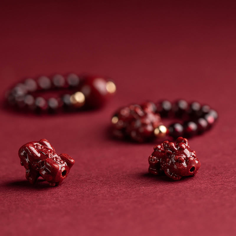 Buddha Stones Garnet Cinnabar Lucky Bead PiXiu Om Mani Padme Hum Rose Protection Ring Ring BS 10
