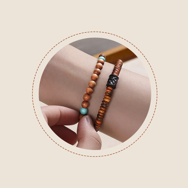 Foviel Sandalwood Turquoise Protection Double Wrap Bracelet